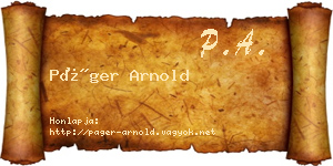 Páger Arnold névjegykártya