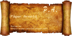 Páger Arnold névjegykártya
